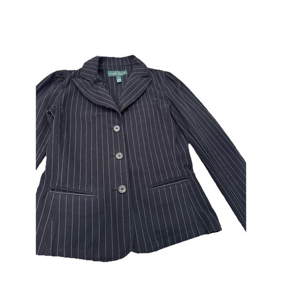 Lauren Ralph Lauren Women’s Black Gray 100% Cotton Pinstripe Blazer Size Small - Picture 4 of 6